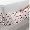 thumbnail image 2 of Cherry Bed Skirt, Cartoon Summer Fruit Symmetric Repetitive Pattern on Plain Backdrop, Elastic Bedskirt Dust Ruffle Wrap Around for Bedding Decor, 4 Sizes, Vermilion Green, by Ambesonne, 2 of 2