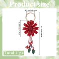 thumbnail image 2 of Llavero de cuero genuino con diseño de flor, colgante para bolso, diseño de margarita roja, estilo bohemio, con borlas de ladrillo refractario y aleación, accesorios para llaveros., 2 of 9