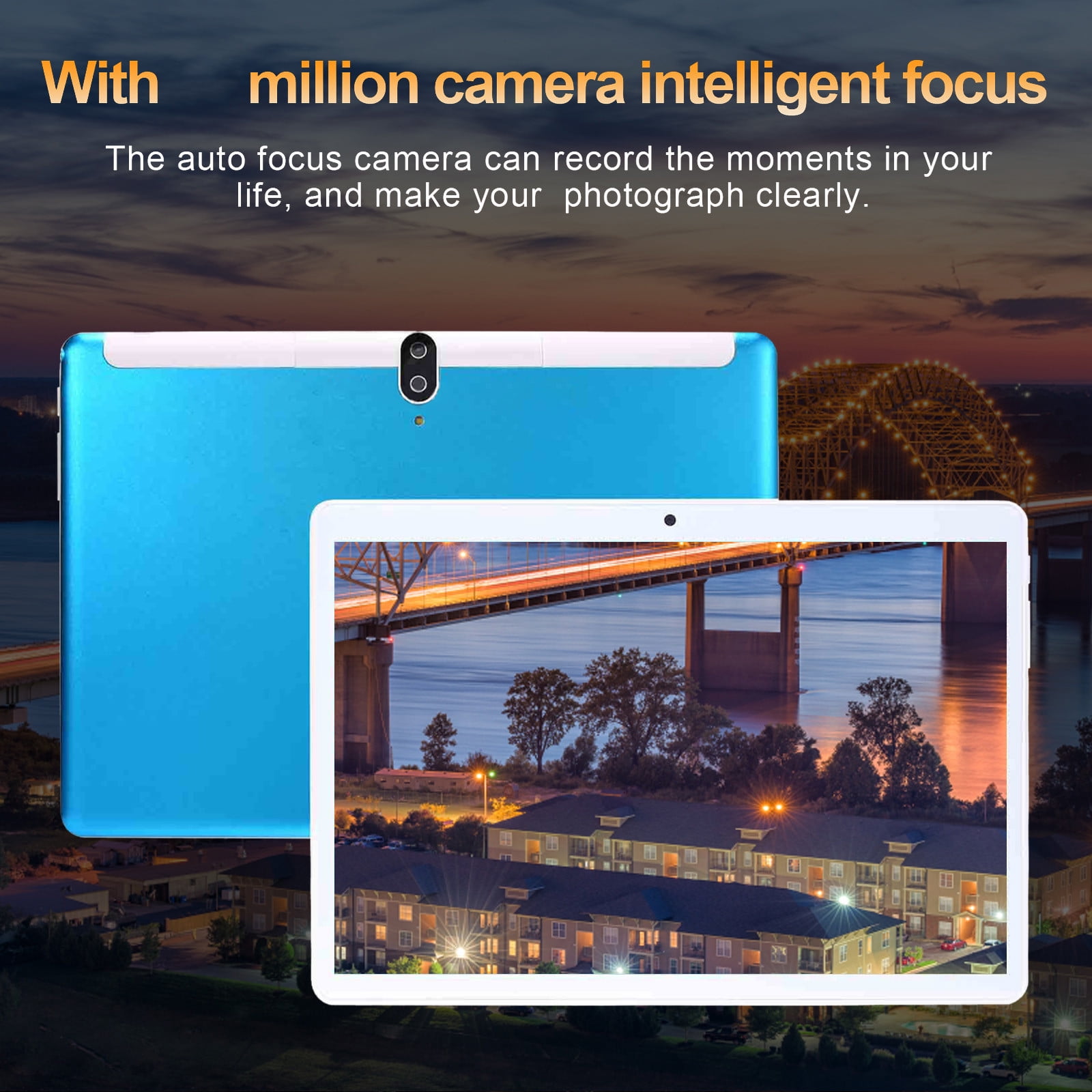 10.1-inch Android Tablet, MTK6592A 8-Core Processor, 1GB RAM, 16GB Storage, 2MP Rear Camera, SIM Support, WiFi, Bluetooth, Android 5.1