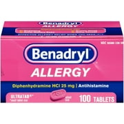 Benadryl Allergy Ultratab Tablets 100 ea (Pack of 2)