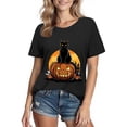 thumbnail image 2 of Tnhcen Women's Halloween Spooky Funny Cotton Crewneck T-Shirt - Basic Short Sleeve Tops Plus Size S-2XL Scary Cute Halloween Basics, 2 of 3