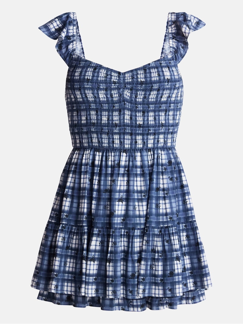 No Boundaries Smocked Romper with Flutter Sleeves, Women's XXS-XXL
