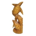 thumbnail image 3 of Wooden Hand Carved Two Tortoise Turtle on Coral Statue Sculpture Wood Home Decor Figurine Handcrafted Handmade Tropical Nautical Ocean Coastal Turtle On Coral Size: 12" tall x 5" wide x 2" deep, 3 of 4