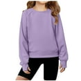 thumbnail image 2 of Taqqpue Girls Fleece Sweatshirt Casual Solid Color Cotton Crewneck Pullover Tops Fall Winter Long Sleeve Shirts for Girls 4-15 Years, 2 of 7