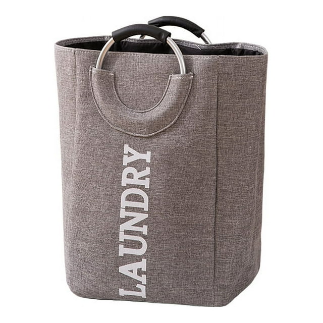 Panier à Linge en Lin Pliable à Main pour la Lessive Domestique Gris Pâle