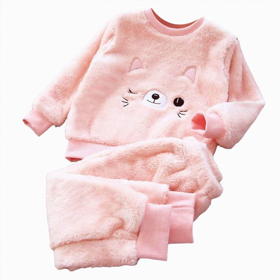 TOWED22 Toddler Kid Girl Boy Clothes 2 Piece Graphic Print Long Sleeve Sweatshirt Tops Tee Elastic Waist Joggers Pants Fall Winter Outfits Clothing(Pink,12-18 M)