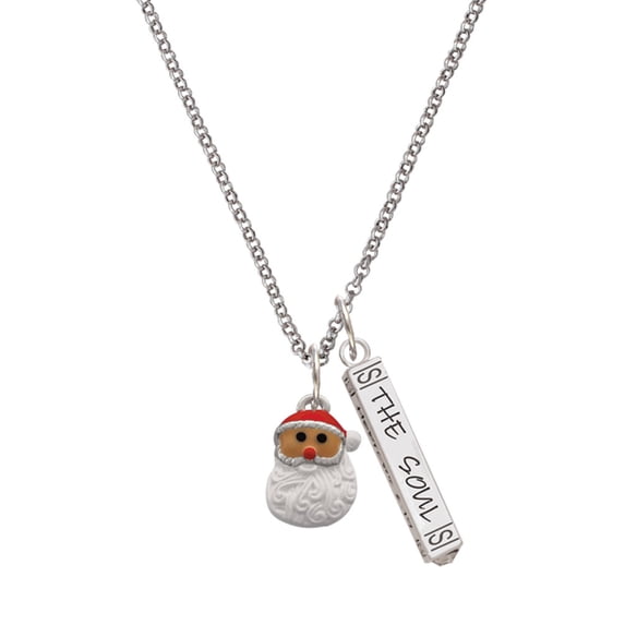Delight Jewelry Silvertone Santa Face with Curly Beard Silvertone Hope Anchors the Soul Bar Charm Necklace, 23"