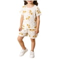 thumbnail image 1 of Vestido de Manga Corta Estilo Moda Chicos Y Niñas Casual Manga Corta Cuello Redondo con Detalle de Botón Y Pantalones Cortos Impresos Conjunto, Tela Suave Transpirable para el Uso Diario, Pantalones, 1 of 8