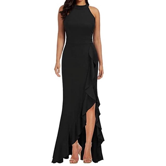 Pompotops Mode Femmes Automne Robe Décontractée Couleur Unie Col Rond Sans Manches Robe de Soirée