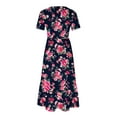 thumbnail image 4 of Viikei Summer Boho Short Sleeve Dress,Women's Printing Casual Short Sleeve Crewneck Dress Flowy Tiered Maxi Beach Dress with Pockets Black XXL, 4 of 6