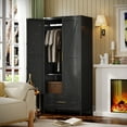 thumbnail image 3 of HUAXRON 71 Inches Tall Metal Garage Storage Cabinets with One Drawer, Large Steel Cabinet with Hanger Rod and Adjustable Shelf for Living Room,Office,School,Gym,Garage,(Black), 3 of 9