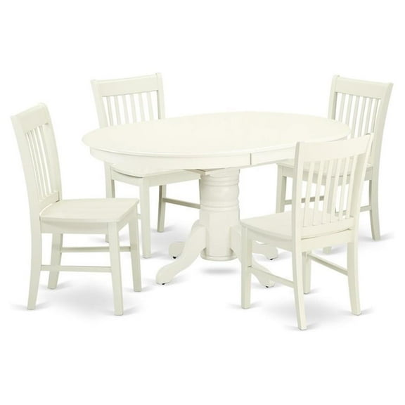East West Furniture Dining Room Set Linen White, AVNO5-LWH-W