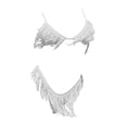 thumbnail image 2 of TISHITA Women Triangle Swimsuits Spaghetti Strap Tassel Bikini Set Two Pieces Underwire White XL, 2 of 8