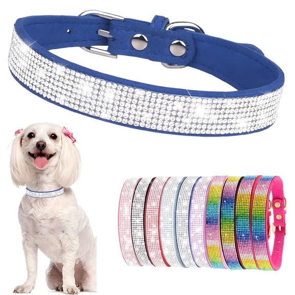 Mumup Sparkling Rhinestone Dog Collars for Small Dogs, Bling Small Dog Collar for Girls Glitter Crystal Diamond Jeweled Puppy Collar for XS Small Medium Large Female Dogs Kitten Cats Pets