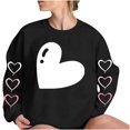 thumbnail image 4 of Heart Sweatshirt Womens Long Sleeve Pullover Shirt Crewneck Trendy Cute Tops Holiday Valentines Day Outfits, XL Black, 4 of 5