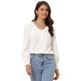 thumbnail image 1 of Blusa Informal Allegra K con Cuello En V y Volantes para Mujer blanco XS, 1 of 6