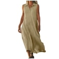 thumbnail image 4 of AUNVITO Women's Summer Dress Button-Down Collar Loose Fit Long Maxi Casual and Breathable, 4 of 5
