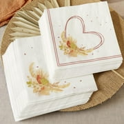 Kate Aspen Boho Decorative 2 Ply Paper Napkins - Set of 60 - 6.5 Inch Durable Disposable Serveware for Wedding, Bridal Shower, Engagement & Anniversary Party (Bulk)