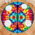 thumbnail image 2 of Vibrant Tie Dye Symmetry Round Fitted Tablecloth with Elastic Edge,Dining Table Cover Waterproof,Outdoor Round Tablecloth for Camping,Dining,Indoor and Outdoor, 2 of 7