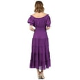 thumbnail image 2 of Sakkas Cotton Crepe Smocked Peasant Gypsy Boho Renaissance Mid Length Dress - Purple - One Size, 2 of 4