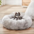 thumbnail image 3 of Calming Dog & Cat Bed, Anti-Anxiety Donut Cuddler Warming Cozy Soft Round Bed, Fluffy Faux Fur Plush Cushion Bed for Small Medium Dogs and Cats White Grey, 3 of 10