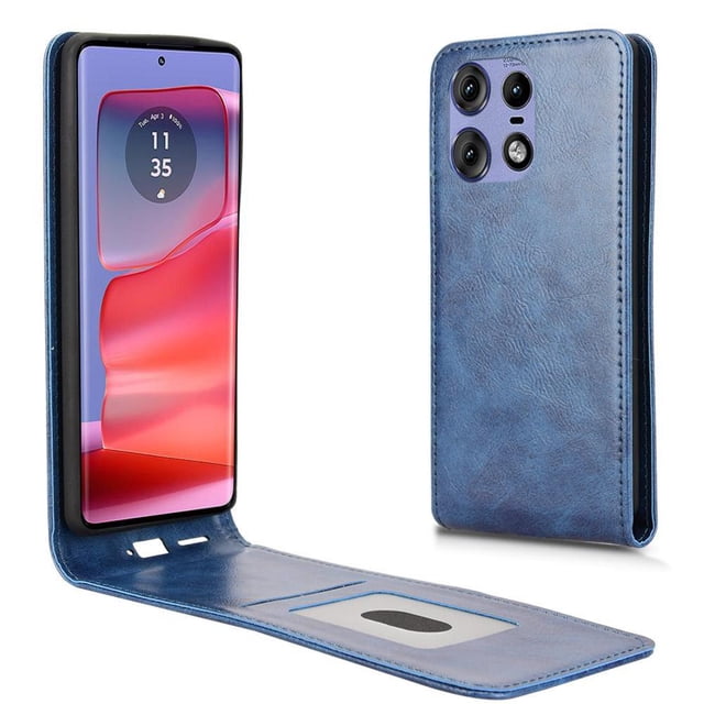Folio Phone Case for Moto Edge 50 5G Magnetic Kickstand Cover with Camera Protection Blue