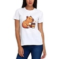 thumbnail image 1 of Playera Blanca Camiseta Unisex Estampada Capibara Coffee, 1 of 4
