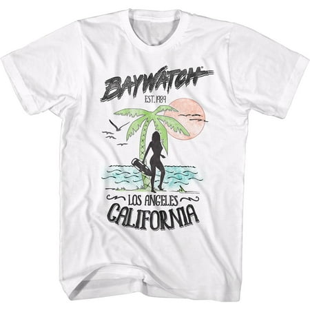 BAYWATCH-BEACH-WHITE ADULT S/S TSHIRT-S