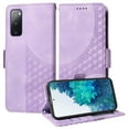 thumbnail image 2 of ELEHOLD For Samsung Galaxy S20 Leather Wallet Phone Case, Embossed Diamond Folio Flip Cover, Card Holder Cash Slot, Stand Support, Wrist Strap Lanyard -Purple, 2 of 10