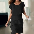 thumbnail image 1 of JMKQLZ Women's Casual Solid Color Shawl Round Neck Round Neck Dress, 1 of 6
