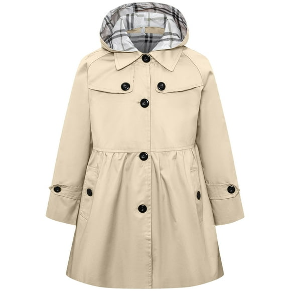 Gabardina Betusline para niña, de un solo pecho, 11-12 años, color beige