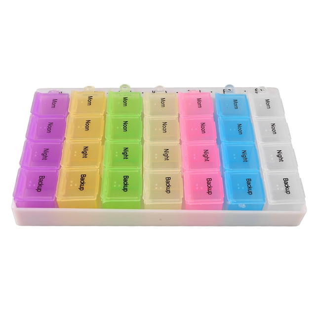 Organizador de medicamentos diario, organizador semanal de tabletas, organizador de medicamentos de viaje de 28 piezas, organizador de medicamentos diario optimizado para la excelencia