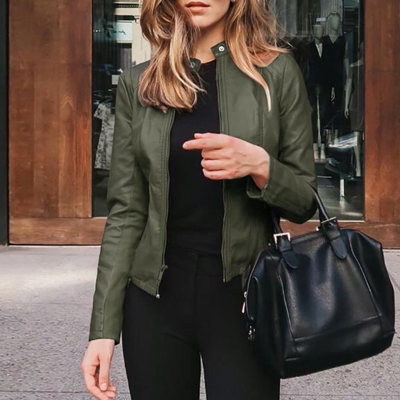 Labakihah coats for women Fashion Women Long Sleeve Open Front Short Cardigan Suit Jacket Coat Top Army Green L