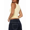 thumbnail image 5 of Women Summer Square Neck Tank Tops Workout Cropped Ribbed Summer Camisole Sleeveless Clothes Yellow S, 5 of 10