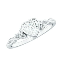 Rosec Jewels - Sterling Silver Heart Promise Ring - Half Carat Moissanite Ring (5 mm, D-VS1 Quality) - 925 Heart Ring for Valentines Day, US 6.00
