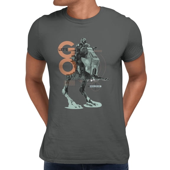 Star Wars The Mandalorian And Grogu Lets Go Grogu Walker Men's T Shirt (Charcoal, S-XXXL)