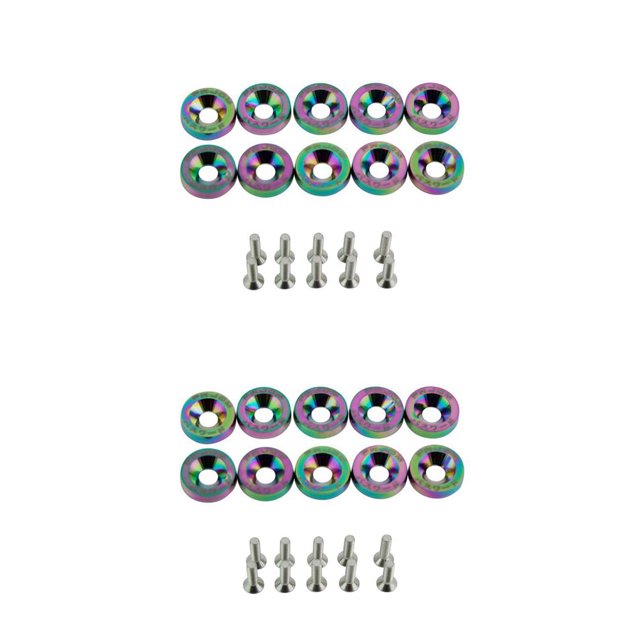 Speravity Juego surtido de arandelas de tornillos para coche de 10 piezas, juego surtido de arandelas de pernos de aleación de aluminio para Type9 NO9