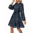 thumbnail image 2 of Womens Long Sleeve Fall Dresses 2025 Button Up Waist with Belt A-Line Mini Dress Casual Fall Winter Dress Navy Blue M, 2 of 9