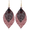 thumbnail image 1 of Pendientes colgantes de cuero para mujer Pendientes de lentejuelas de hojas impresas Pendientes ligeros antiguos Adepaton LRWJ914-1, 1 of 1