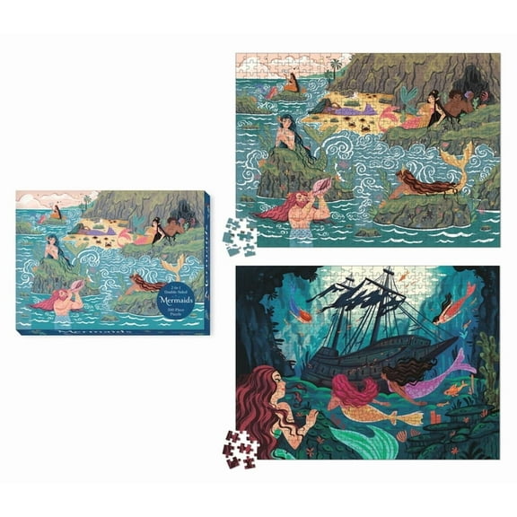 Mermaids 2-In-1 Double-Sided 500-Piece Puzzle, (Hardcover)
