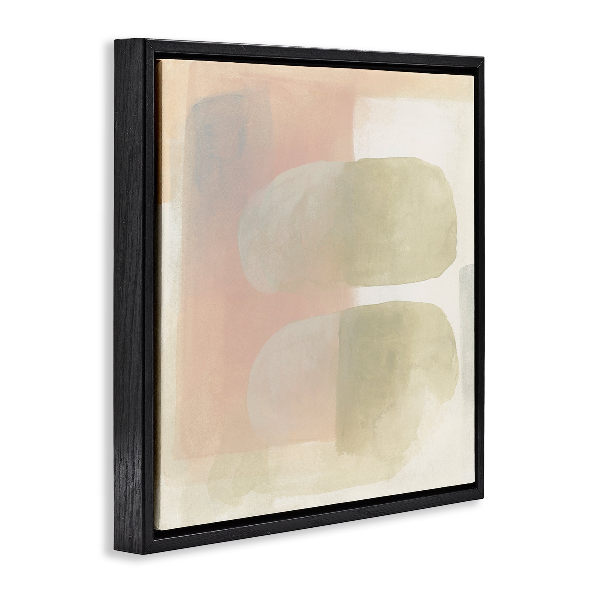 Stupell Industries Two Oval Shapes Abstract Painting Black Floater Framed Canvas Art Print Wall Art, 25 x 25