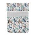 thumbnail image 1 of Llama Reversible Bedspread Set, Cartoon Style Hand Drawn South American Animals Alpacas and Llamas Design, Pillow Shams & Comforter Microfiber Bedding Set, 3 Sizes, Rose Blue Pale Green, by Ambesonne, 1 of 4