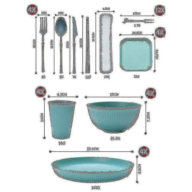 Unbreakable Dinnerware Sets Camping Plates And Bowls Set Plastic Picnic Dinner Sets