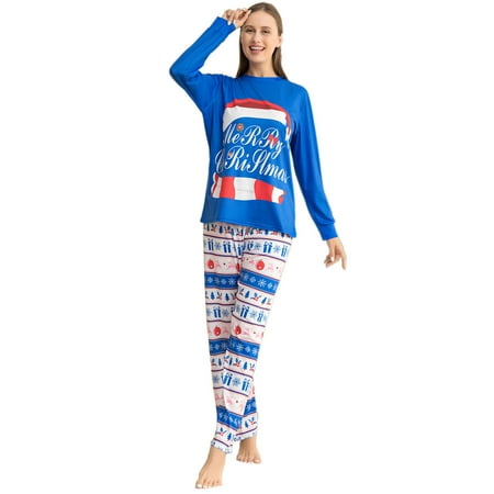 

TZNBGO Girl Clothes Parent-child Warm Christmas Set Printed Home Wear Pajamas Two-piece Mom Set