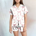 thumbnail image 2 of Gubotare Toddler Girl Pajamas Girls Ruffle Short Sleeve Button Front Top with Ruffle Short, 2-Piece Pajama Set Size 10-11 (Light Pink,10-11 Years), 2 of 4