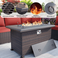 thumbnail image 2 of ALAULM 8 Pieces Outdoor Patio Furniture Set with Propane Fire Pit Table Outdoor Sectional Sofa Sets Patio Furniture 43" Gas Fire Pit Brown PE Rattan Patio Conversation Set w/6 Cushions, Red, 2 of 9