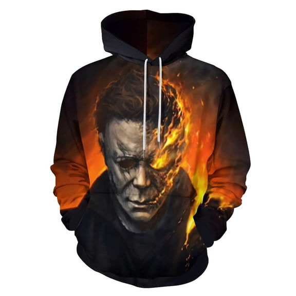 Michael Myers Hoodies for Men Women 3D Print Pullover Novelty Hooded Sweatshirt Hoodies with Big Pockets S