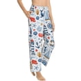 thumbnail image 2 of Xecao Watercolor Nautical Women's Straight Lounge Pajama Pants: The Epitome of Relaxed Sleepwear, 2 of 9