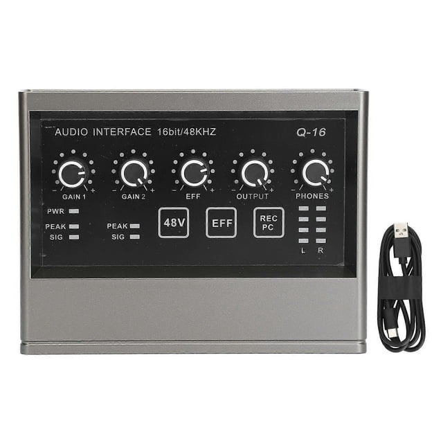 48V Live Sound Card with DSP Reverb Sound Card Mixer for Computer Smartphone Singing Instrument Live Broadcast