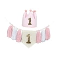 thumbnail image 3 of Decoraciones para fiesta de primer cumpleaños: pancarta de trona y fondo fotográfico con sombrero de corona Estilo B, 3 of 9